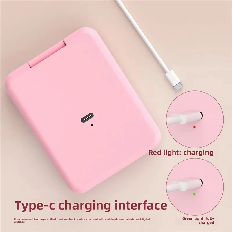 A84E-Small Pocket Travel Makeup Mirror 2X Magnifying Compact Mini Vanity Folding Cosmetic Mirror With Lights Hand Held A