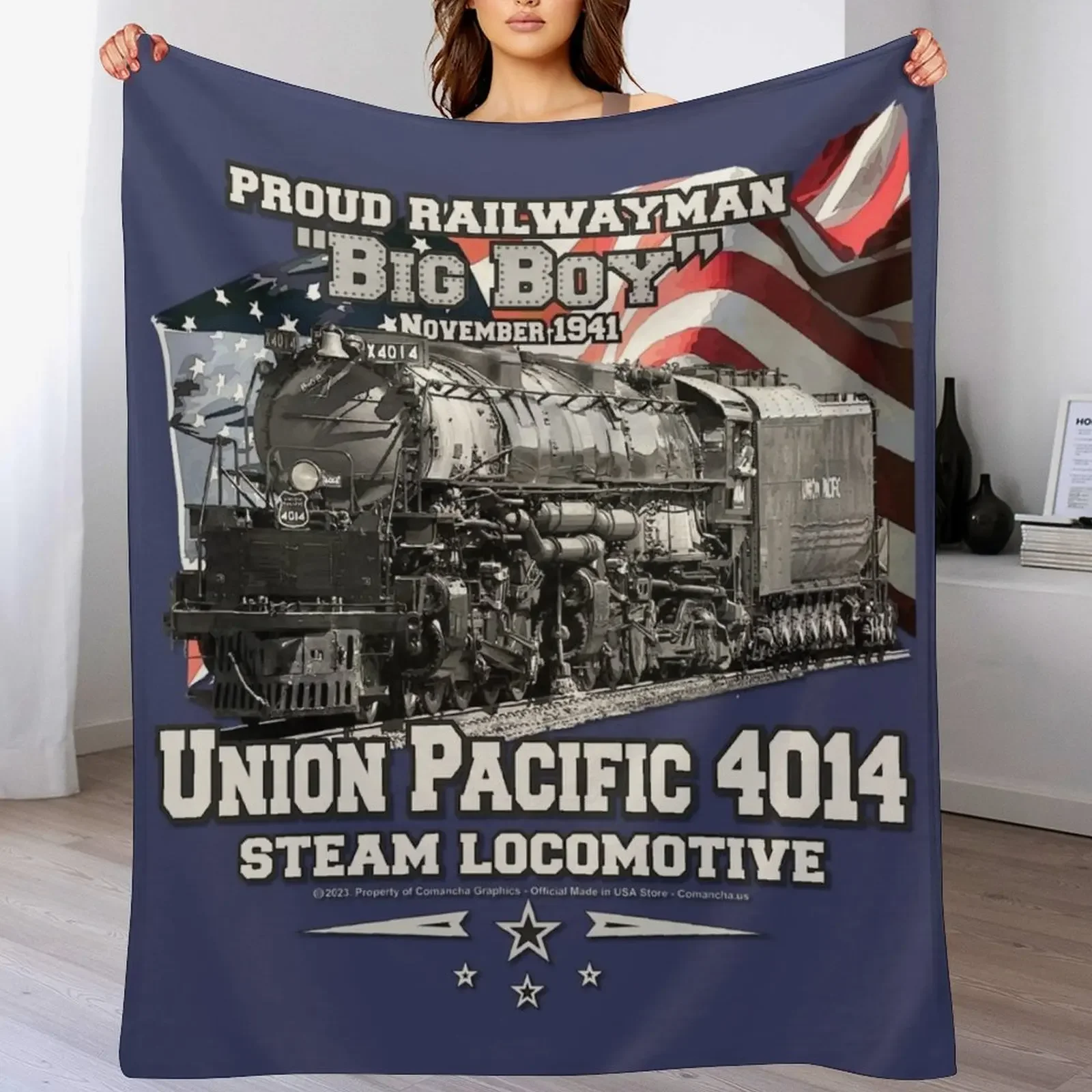 

Steam Locomotive 4014 BIG BOY Throw Blanket Stylish Decor Blanket Gift for Friends Roommate
