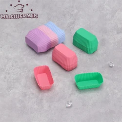 Moldes rectangulares de silicona para hornear pasteles, Mini taza para magdalenas, accesorios para hornear, molde para pasteles