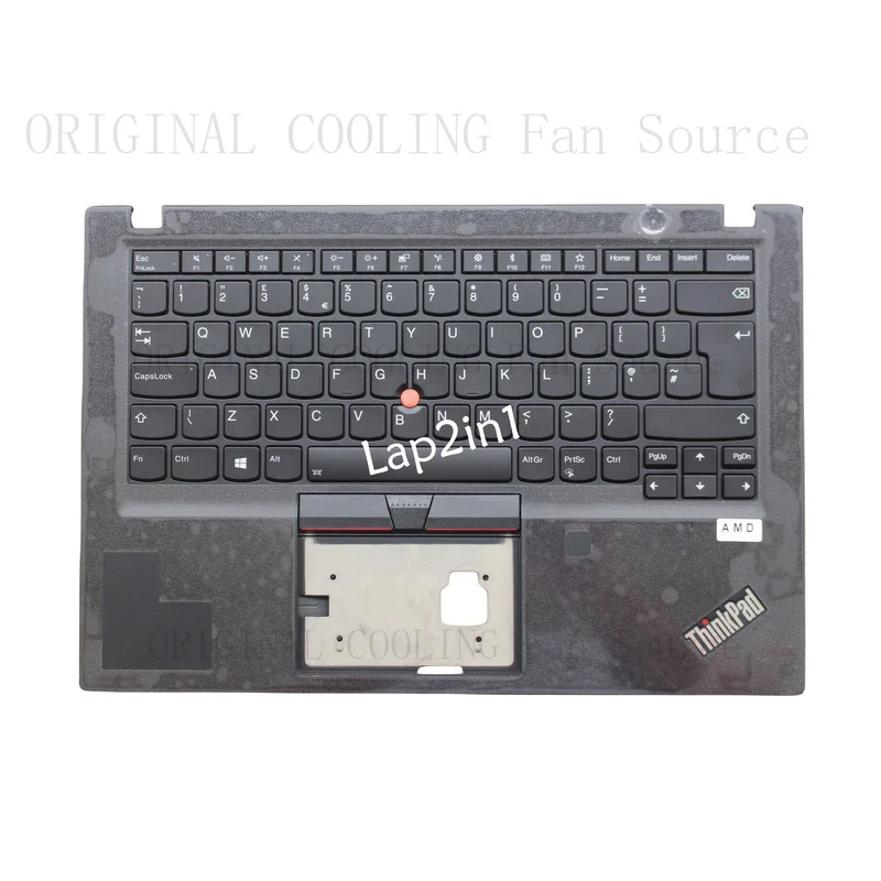 R+  New FOR Lenovo ThinkPad T490S T495S Palmrest Upper Case UK Keyboard 5M10V16697