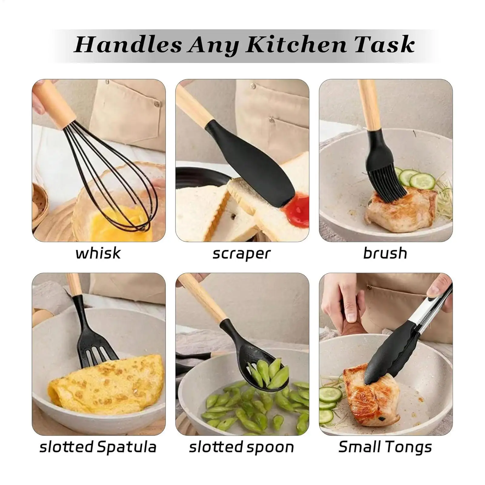 

Kitchen Tools 19-Piece Heat Resistant Nonstick Safe Silicone Kit Kitchen Cooking Tools Set For Home Indoor Counter Apartment