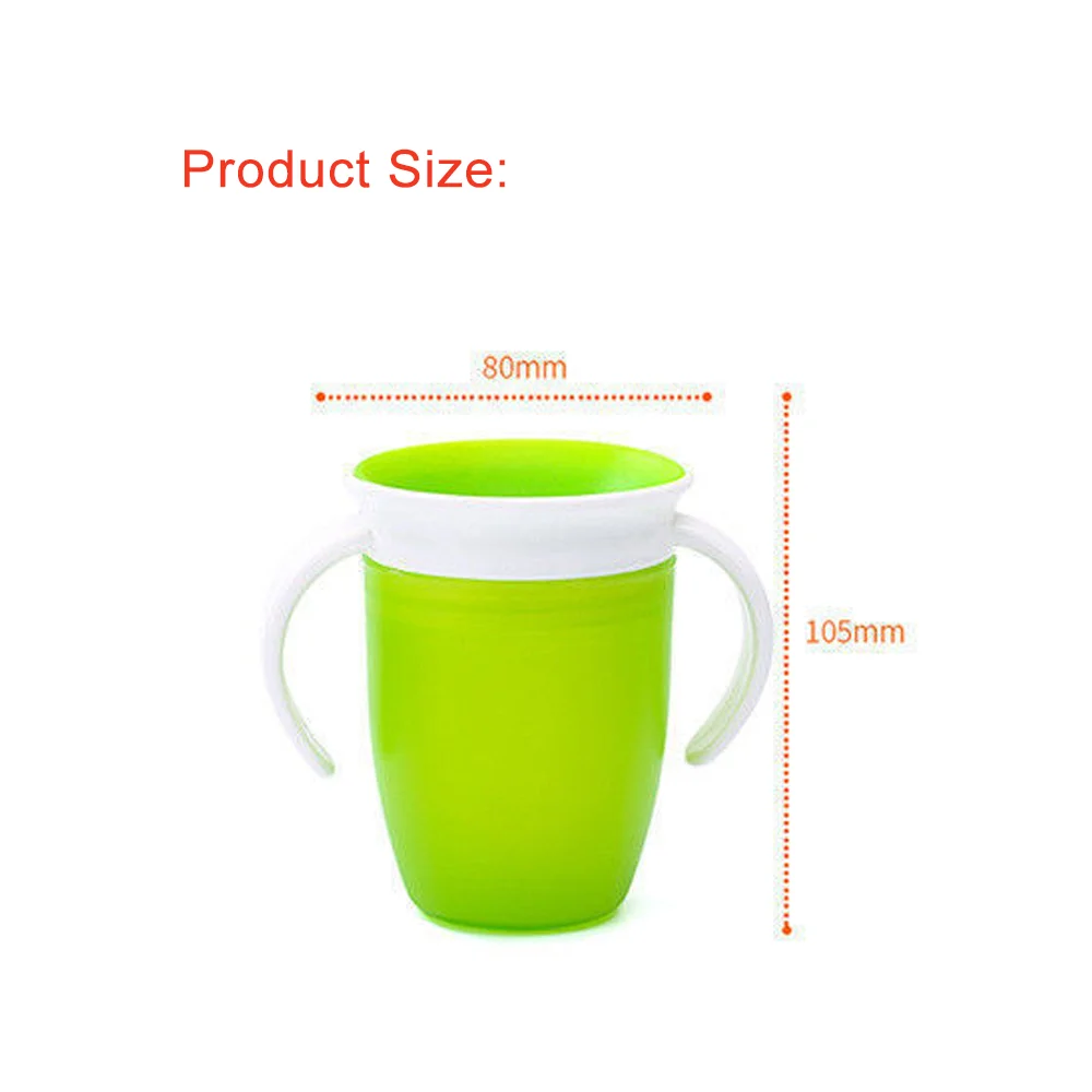 360 Degrees Can Be Rotated Baby Learning Drinking Cup with Double Handle Flip Lid Leakproof Silicone Infants Water Cups Bottle