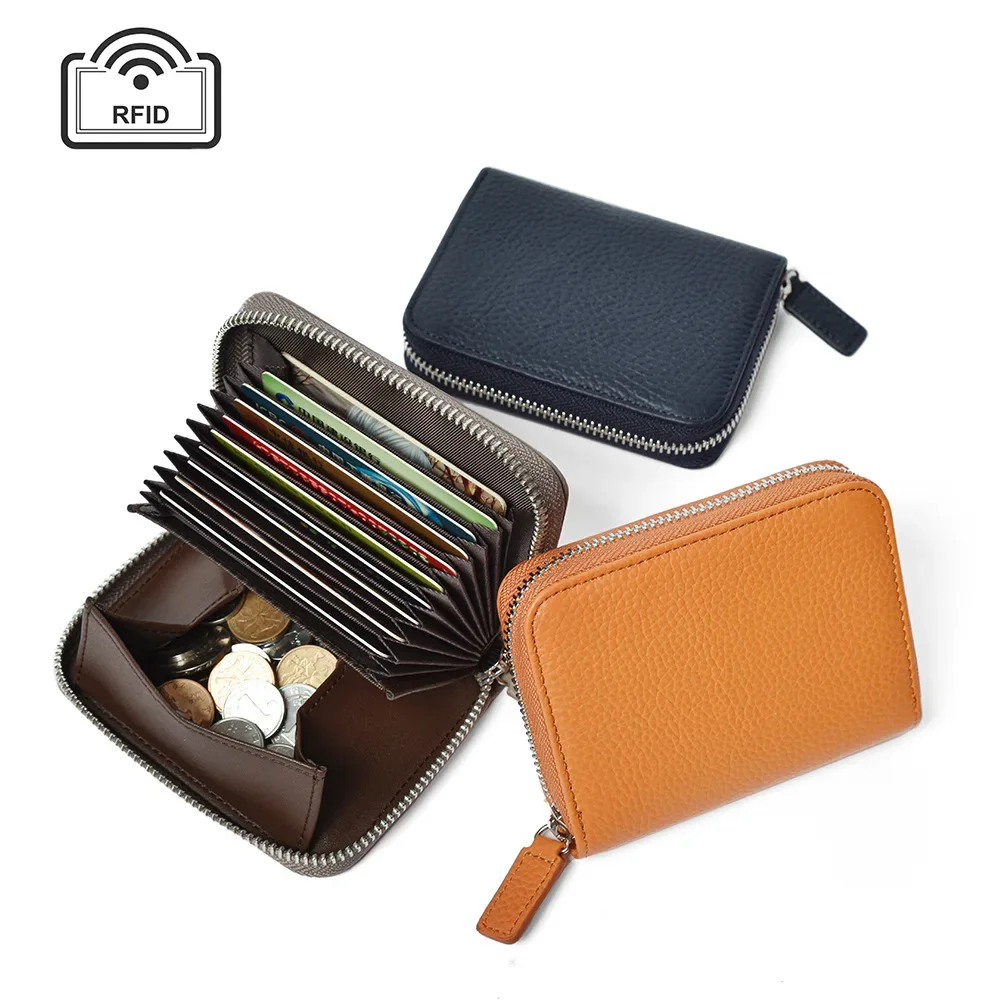 1PC Women Men Leather Lot of Slots ID Credit Card Holders Organ Card Holder RFID Blocking Wallet Case Pocket Bag