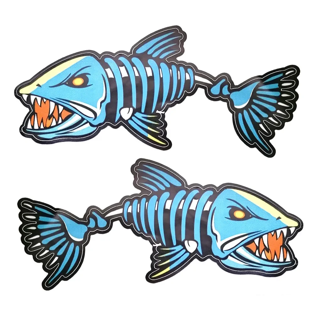 2pc Fish Bone Car Sticker American Fish Bone Shape Sticker Car Laptop Sunscreen Waterproof Self-adhesive Flower Decoration