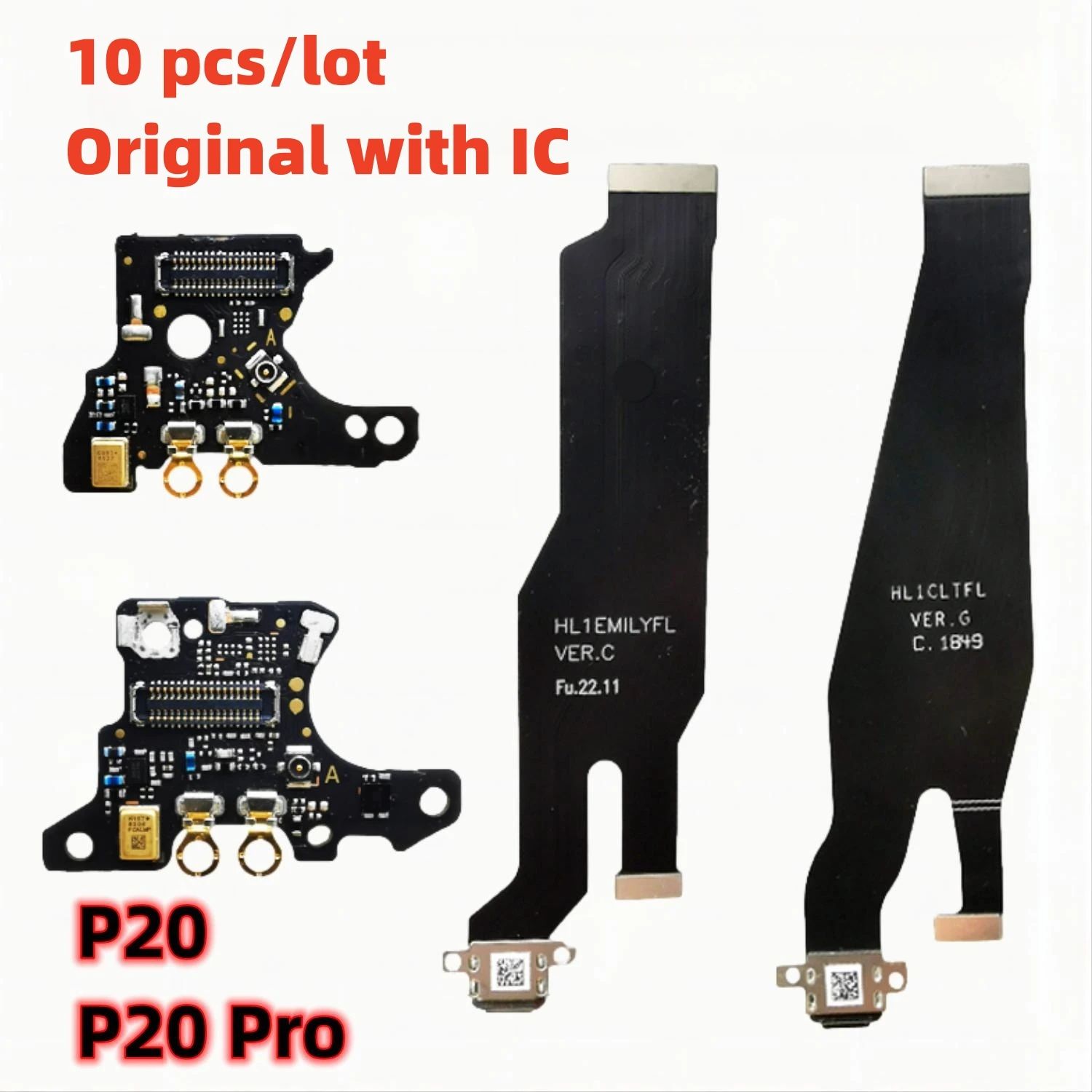 10 Pcs/Lot Original USB Charger Dock Mic Sim Connector Board Charging Port Flex Cable For Huawei P20 P30 Pro