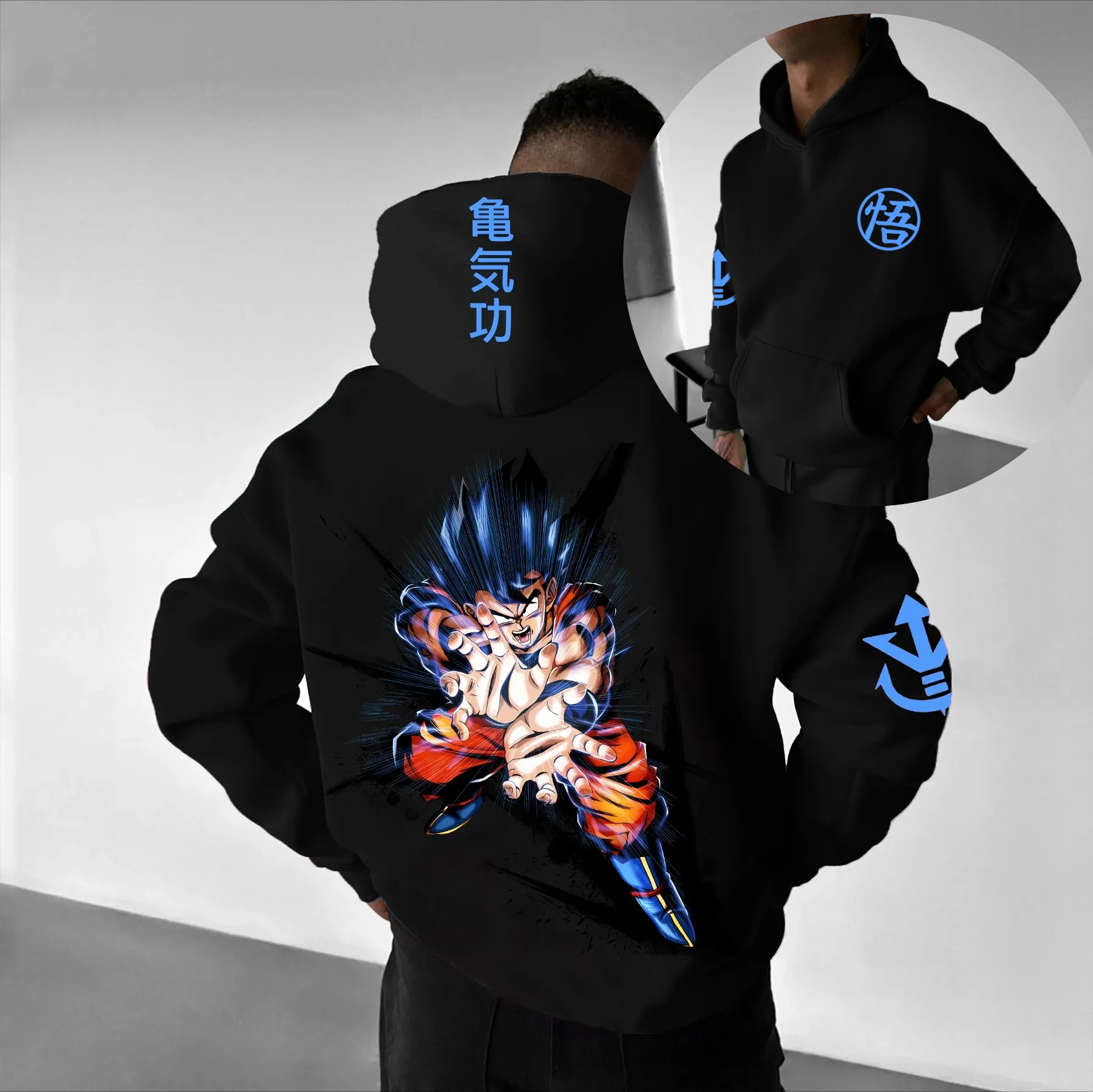 

Одежда для родителей и детей, осенне-зимняя японская горячая кровавая анимация, толстовка с капюшоном Dragon Ball, мужской топ для пар