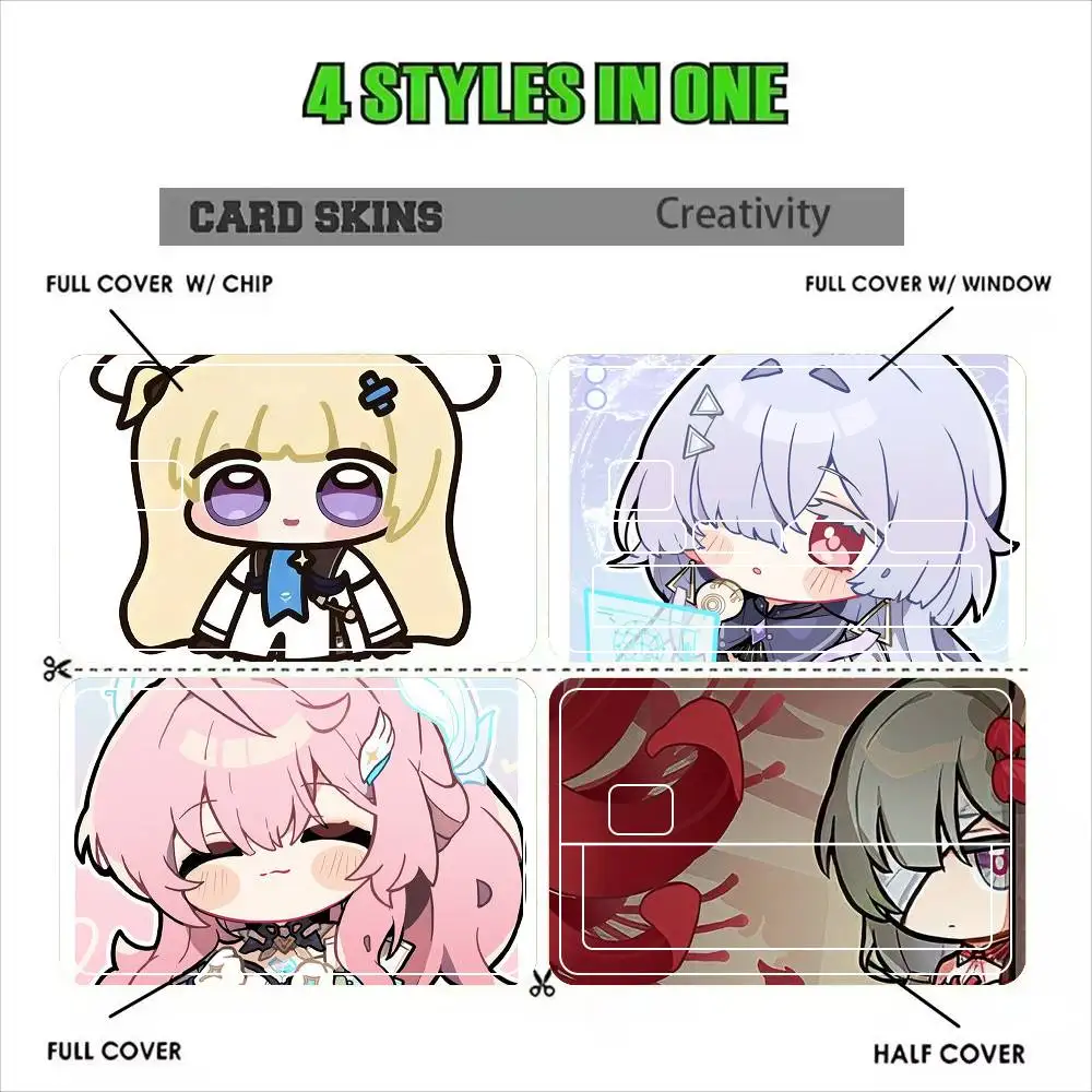 Wuthering Waves WUWA Game CHIBI  Sticker Film Tape Skin for Credit Card Debit Card Cartoon Waterproof Stickers
