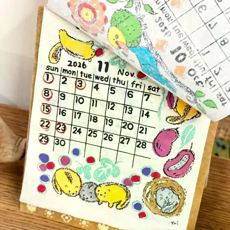 

2026 Year Cartoon Calendar Cute Animal Illustration Desk Calendar Month Calendar Decorative Pendant Gift Home Office Decor
