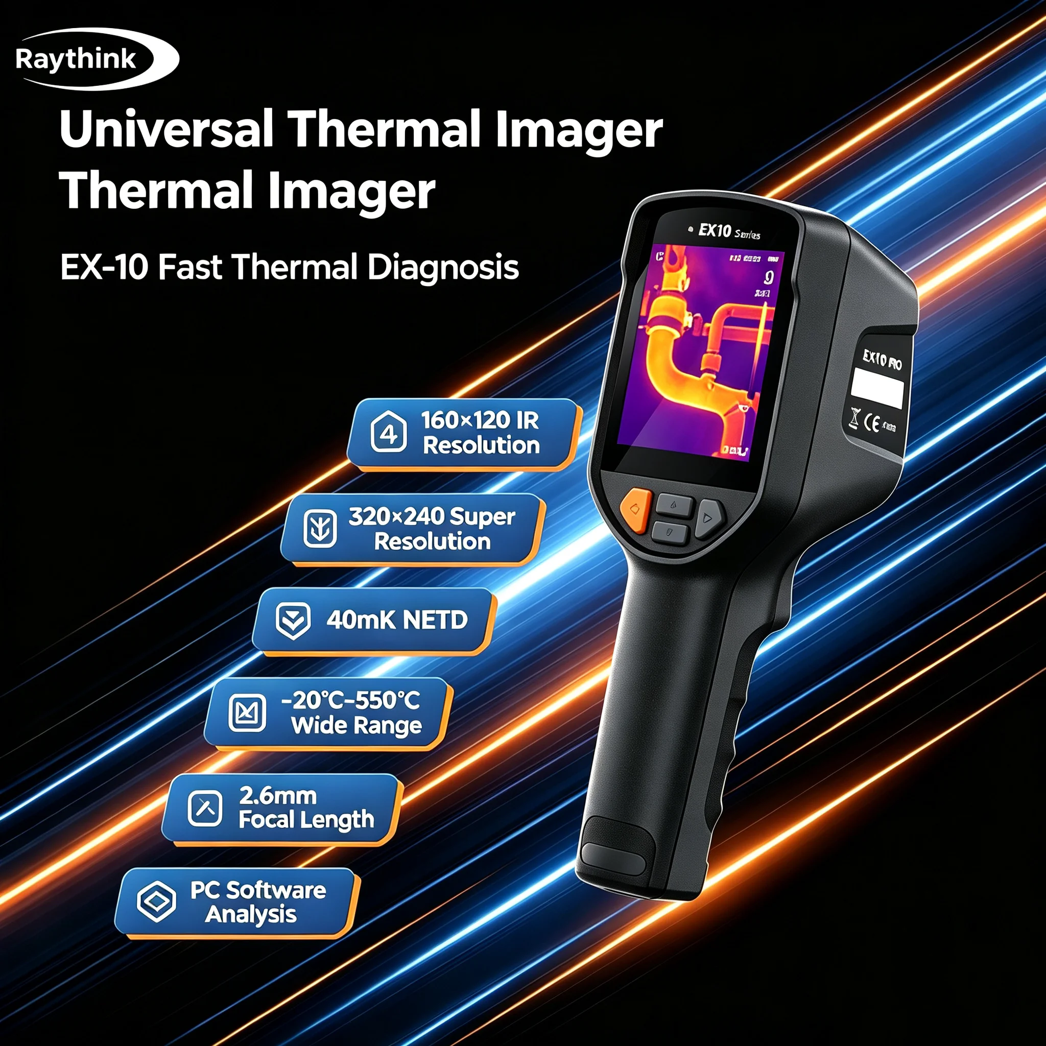 Raythink Ex10 High-resolution Precision 320 * 240 Handheld Infrared Thermal Imager For Wall And Pipeline Inspection