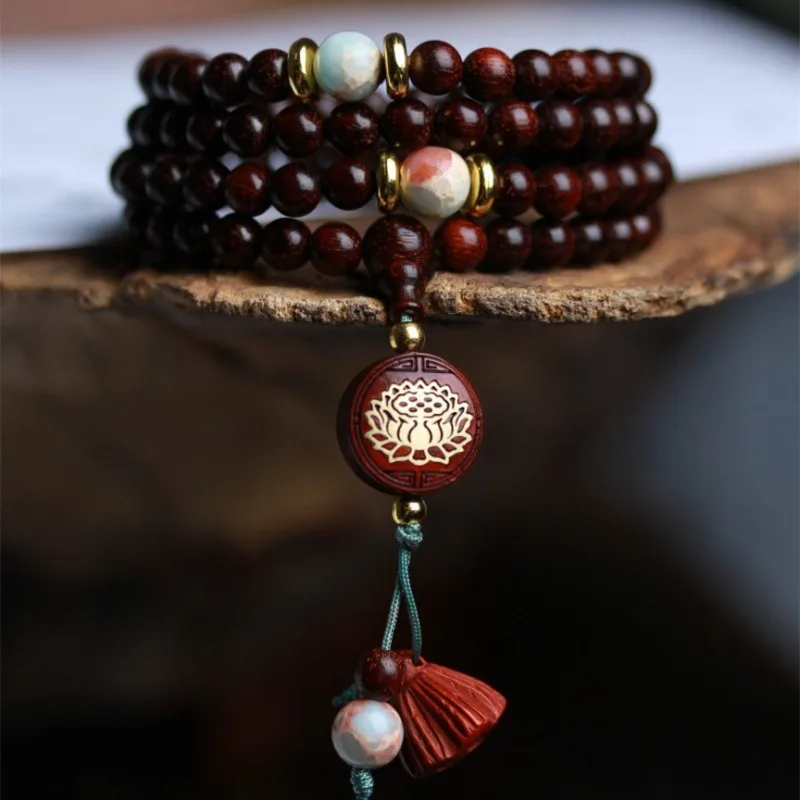 

Authentic Indian Pterocarpus Santalinus Bracelet108Ladies Bracelet Natural Sandalwood Buddha Beads Rosary Men's Gift