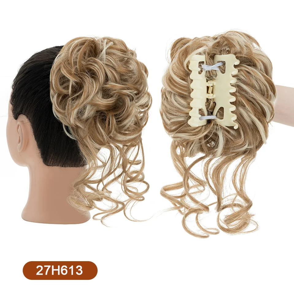 Benehair Synthetic Claw Chignon Women Messy Curly Fluffy Hair Bun Clip In Ponytail Hair Extensions Natural False Hairpieces 65g