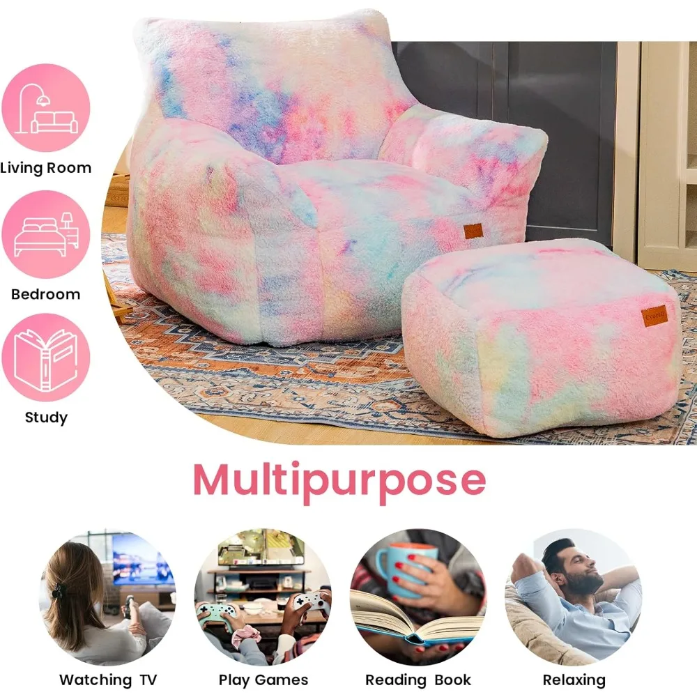 كرسي بين باج، كرسي كيس القماش شيربا أكسنت ومجموعة عثمانية، كرسي كيس القماش الصناعي مع رغوة الذاكرة المملوءة، أريكة كسولة مريحة #5