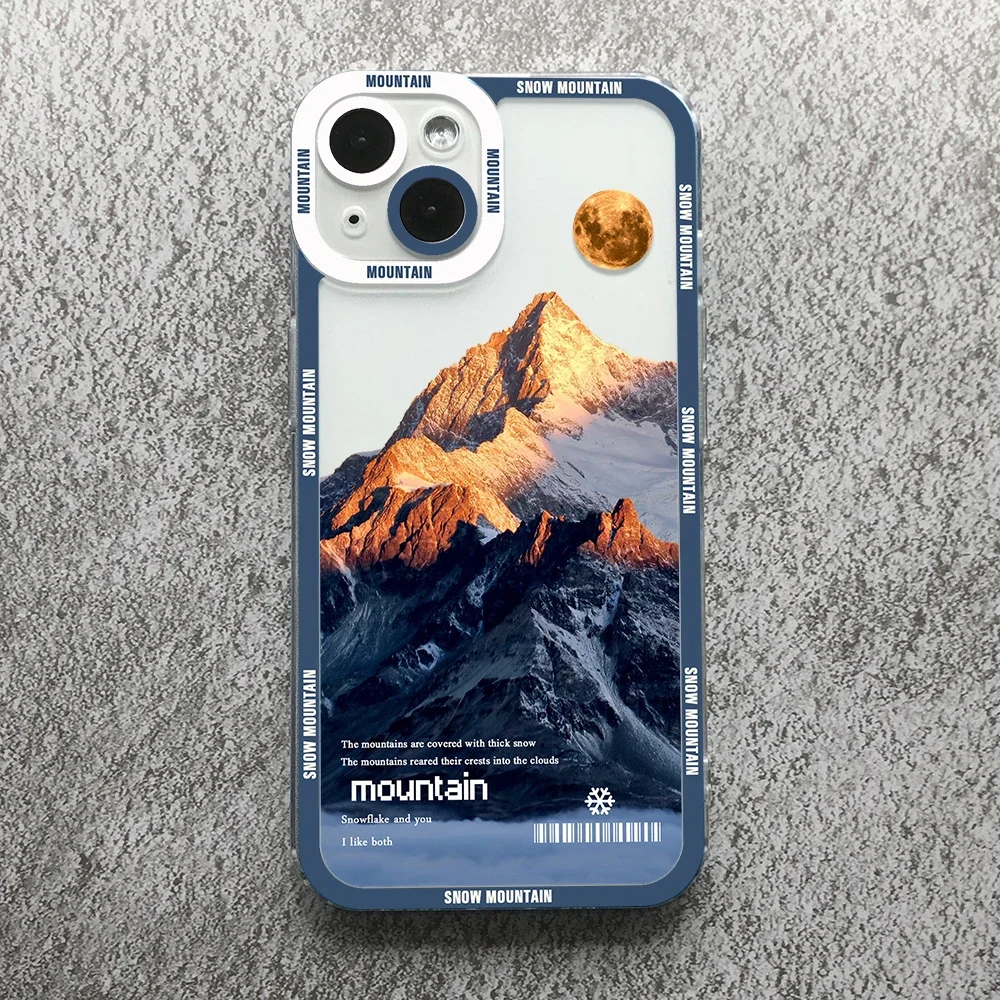 Estetica Snow Mountain Angel Eyes Cassa Del Telefono Per iPhone 16 15 14 13 12 11 Mini Pro Max XS X XR SE 7 8 Plus Copertura Trasparente