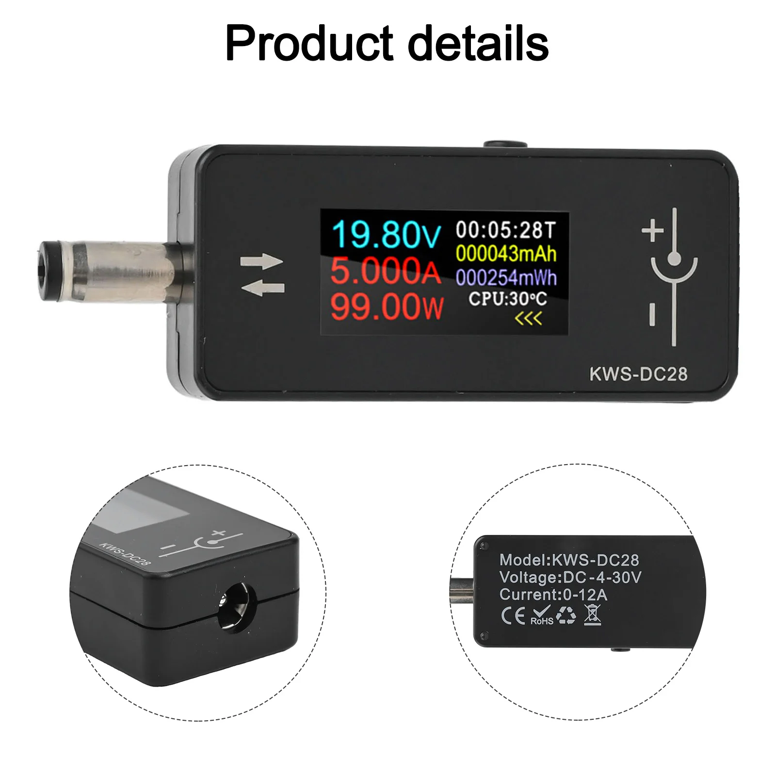 Probador de carga inteligente DC5525 de 240W con pantalla TFT de alta definición para un seguimiento preciso de voltaje y corriente