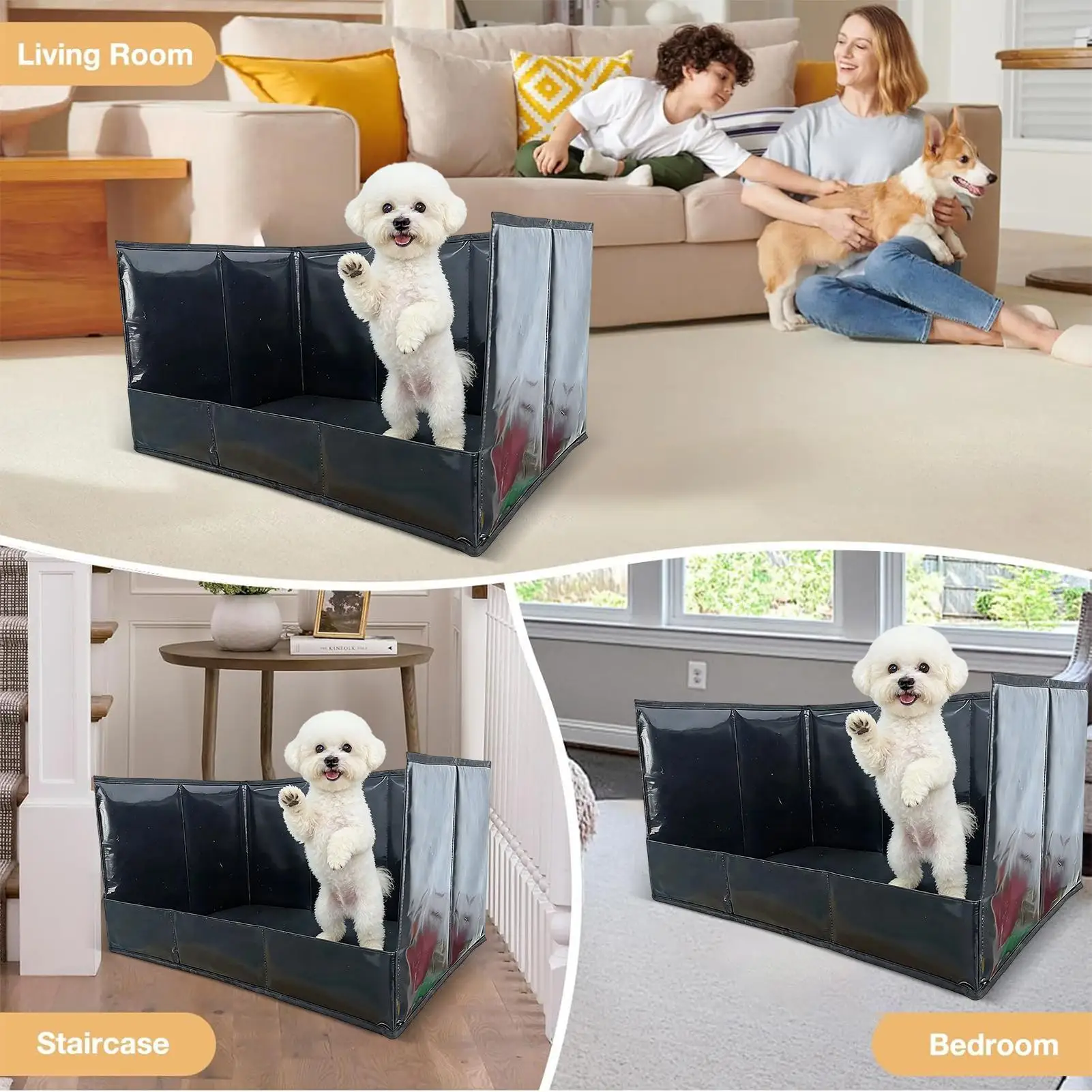 

Puppy Litter Box Portable Foldable Waterproof Toilet High Walls Dog Pee Box Indoor For Home Apartment Living Room Outdoor