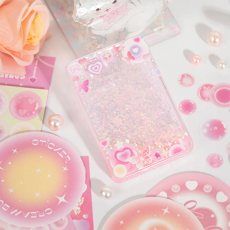 6Sheet Star River Stickers pink bubble Heart Decorative Scrapbooking Dairy Paper Scrapbooking Base stationery kawaii