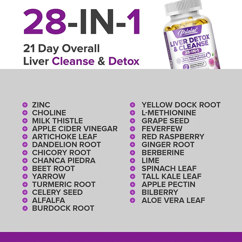 Liver Detox & Cleanse Capsules - with Milk Thistle, Dandelion - Improves Liver Function Supports Fat Metabolism Antioxidant