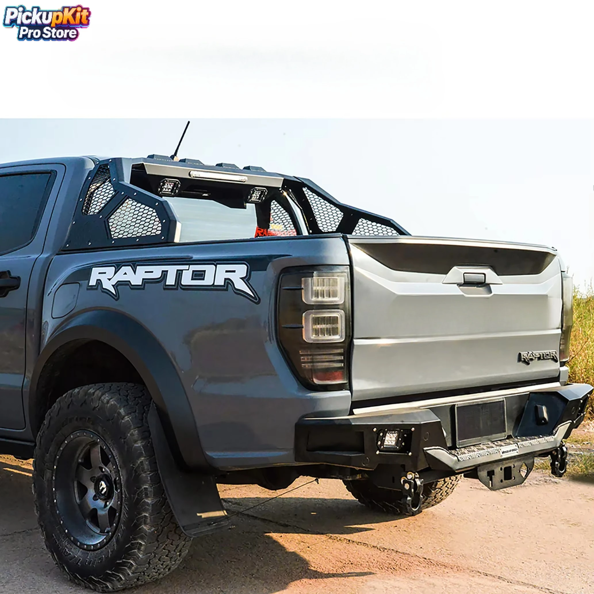 

Universal Steel Roll Bar with Dual D‑Rings for Ranger Raptor Hilux NP300 Dmax