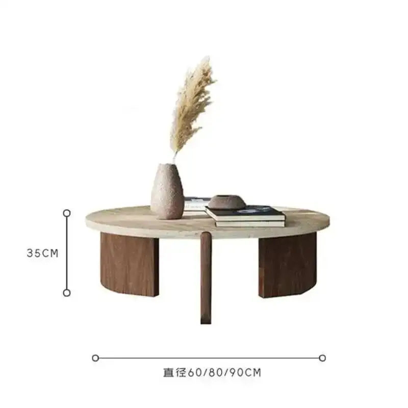 

Side Wood Coffee Table for Café Furniture Nordic Table Travertine Creative Household Light Luxury Living Solid Room Coffee Table
