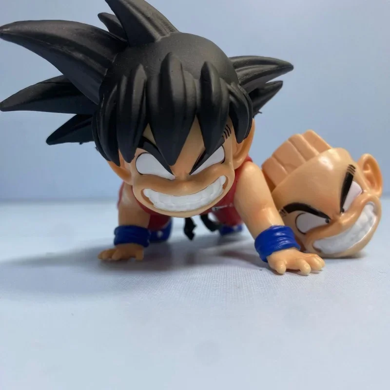 6cm Dragon Ball Anime Martial Arts Competition Childhood Crawling Goku Double Face Replaceable Model Handmade Toy Gift