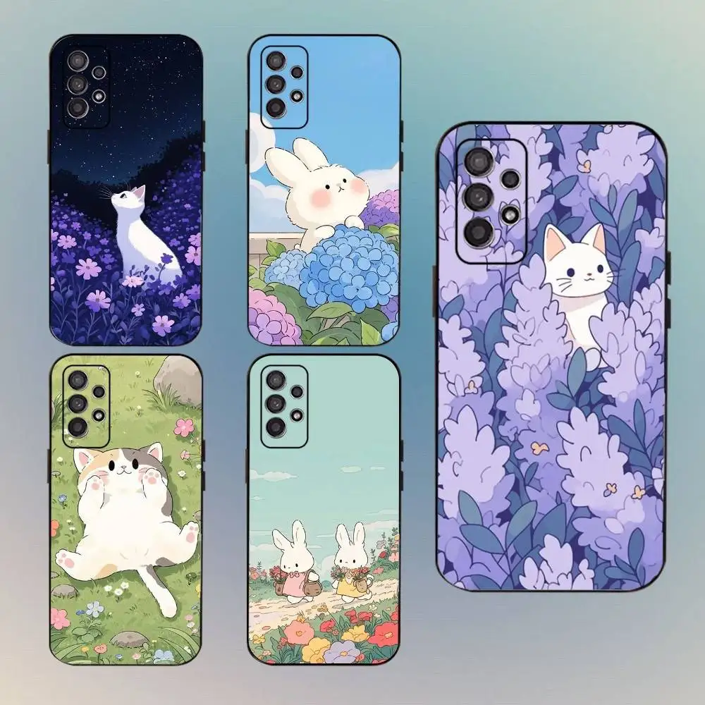 

Cute Duck Rabbit Phone Case For Samsung Galaxy A13,A21s,A22,A31,A32,A52,A53,A71,A80,Soft Black Shell