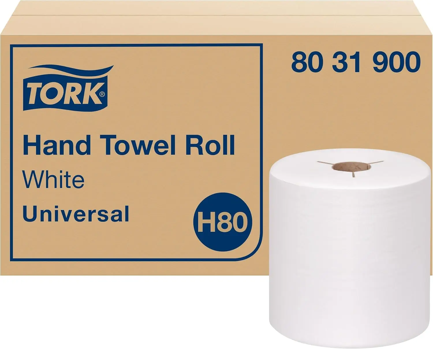 

Tork Paper Hand Towel Roll White H80, Universal, 100% Recycled Fiber, 6 Rolls x 800 ft, 8031900