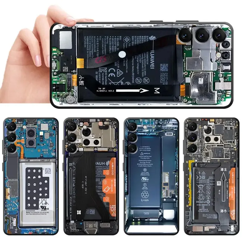 Placa de circuito da placa-mãe preto macio caso capa do telefone para samsung galaxy a35 a51 a73 a36 a32 a23 a53 a41 a22 a52 a26 a72 a25 a71