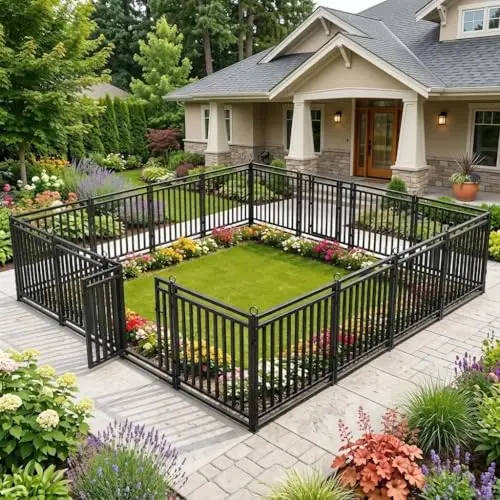 36ft (L) × 47in (H), 14 Panels & 2 Gates Garden Fence, Durable Outdoor Yard Barrier, Secure Garden Fencing