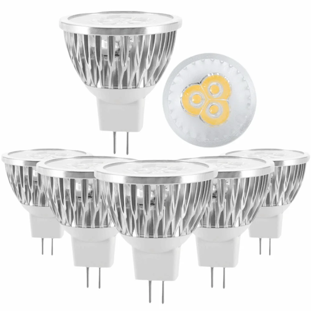 6 Pack Low Voltage MR16 LED Bulbs 12V 3W LED Light Bulbs Warm White 3000K Aluminum LED Spot Light Bulbs Hotel