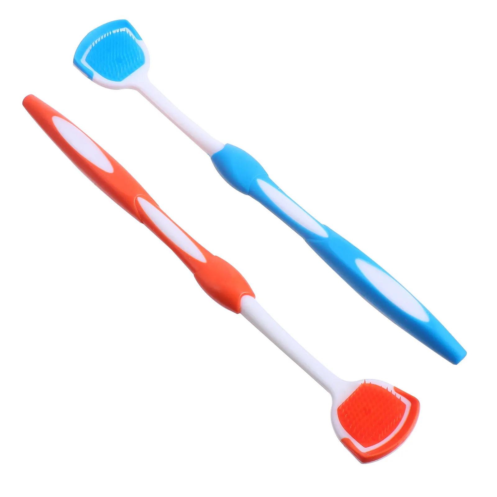 2Pcs Tongue Cleaner Reusable Tongue Scraper Brush Oral Care Tool Micro Bristles for Deep Cleaning Fresh Breath