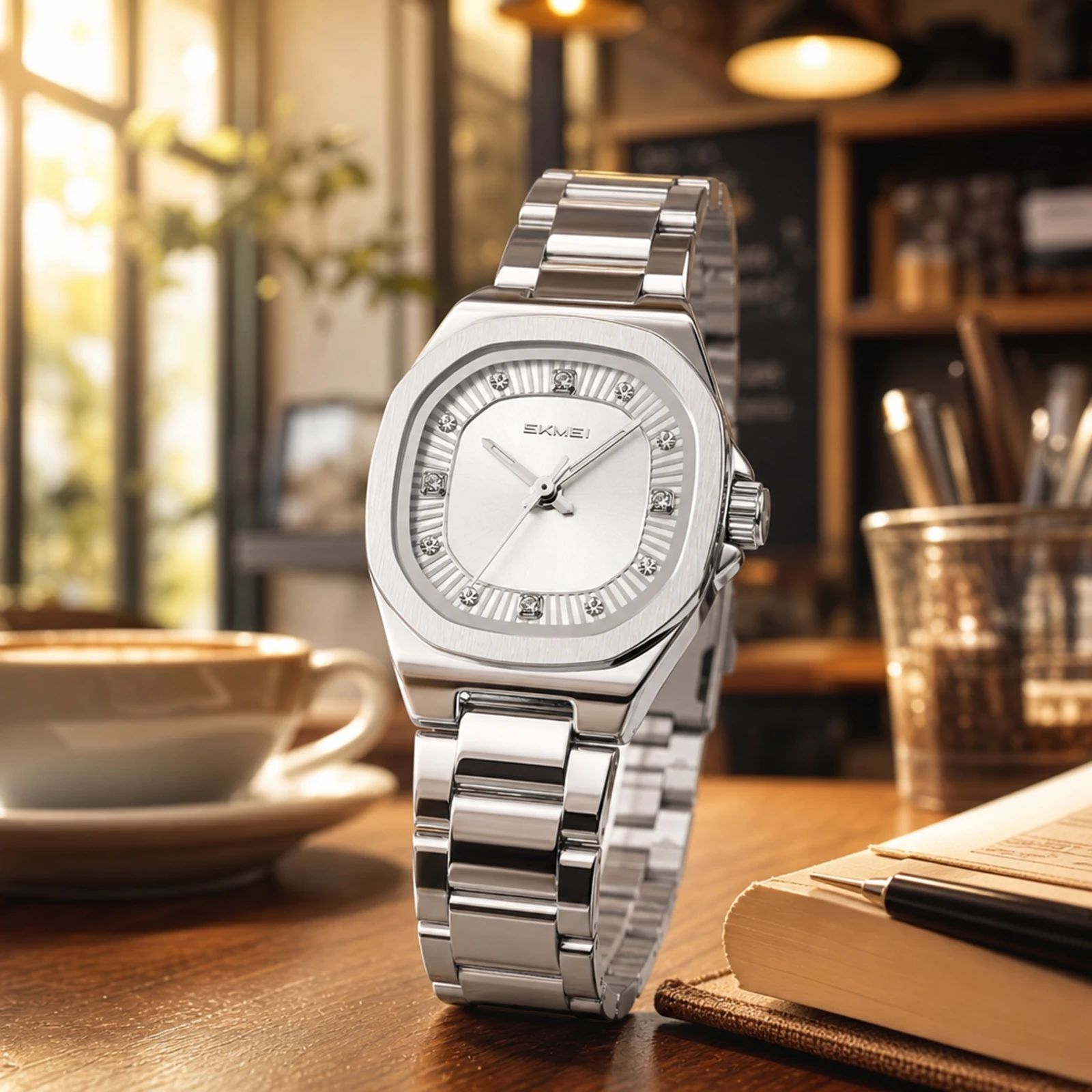 SKMEI 9408 Women's Quartz Watches 30M Waterproof Luxury Woman Wristwatch Fashion Clock Diamond Accents Elegant Wearing Stylish