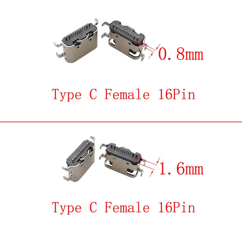 10Pcs USB Type C Connector 16 Pin Female Charging Port PCB Soldering DIY Repair USB-C Adapter 16P USB Type-C Socket Connectors