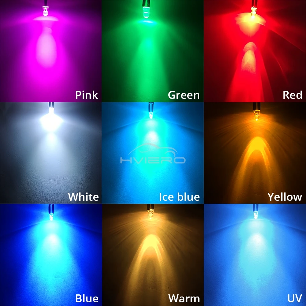 5/10/20X 3mm Round LED 5-12V 20cm Pre Wired White Blue Yellow Diode Lamp DIY Billboard Decoration Light Emitting Diodes Bulb