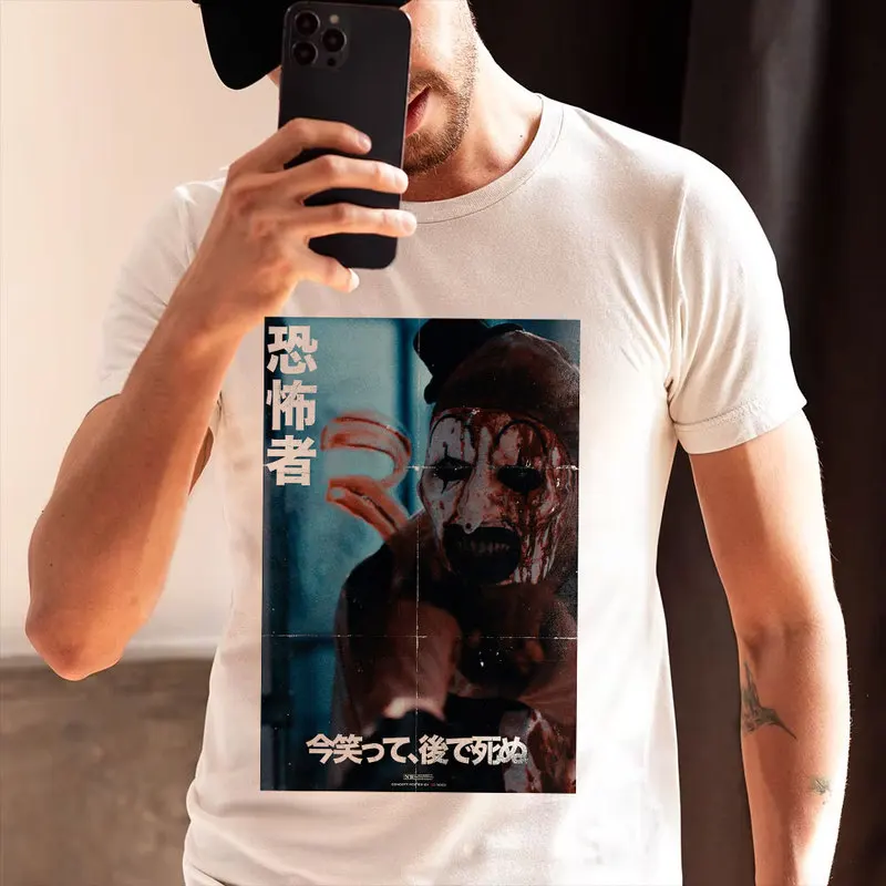 Retro Horror Movie Terrifier Art The Clown Killer Scary Halloween Gift T Shirt 0912 Short Sleeve Graphic clothes All size tops