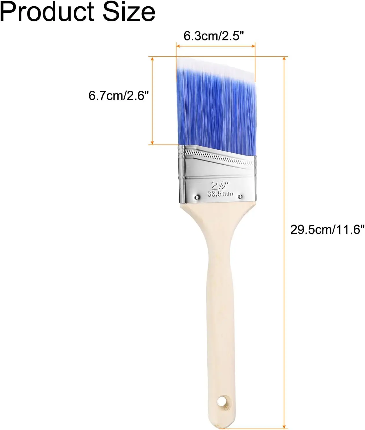 2Pcs 2.5 Inch Angle Paint Chip Brushes Wooden Handle Blue for DIY Painting Furniture Fence Deck Wall Art Decoration