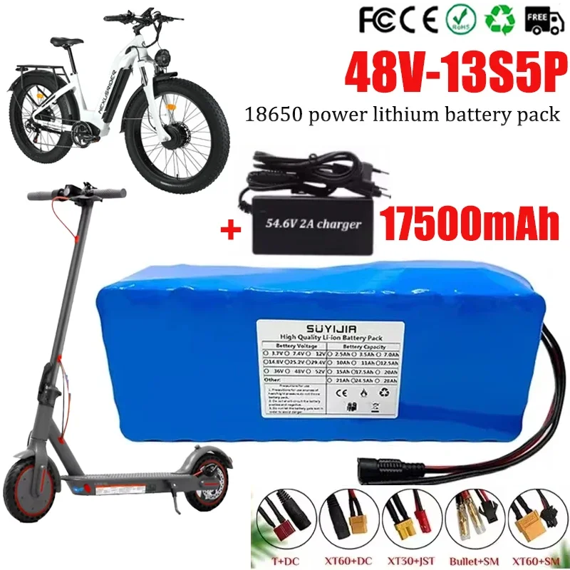 48V 13S5P Rechargeable Lithium Battery 17500mAh Electric Bicycle Scooter Mountain Bike Kit Bicicleta Eléctrica Bicicleta Мопед