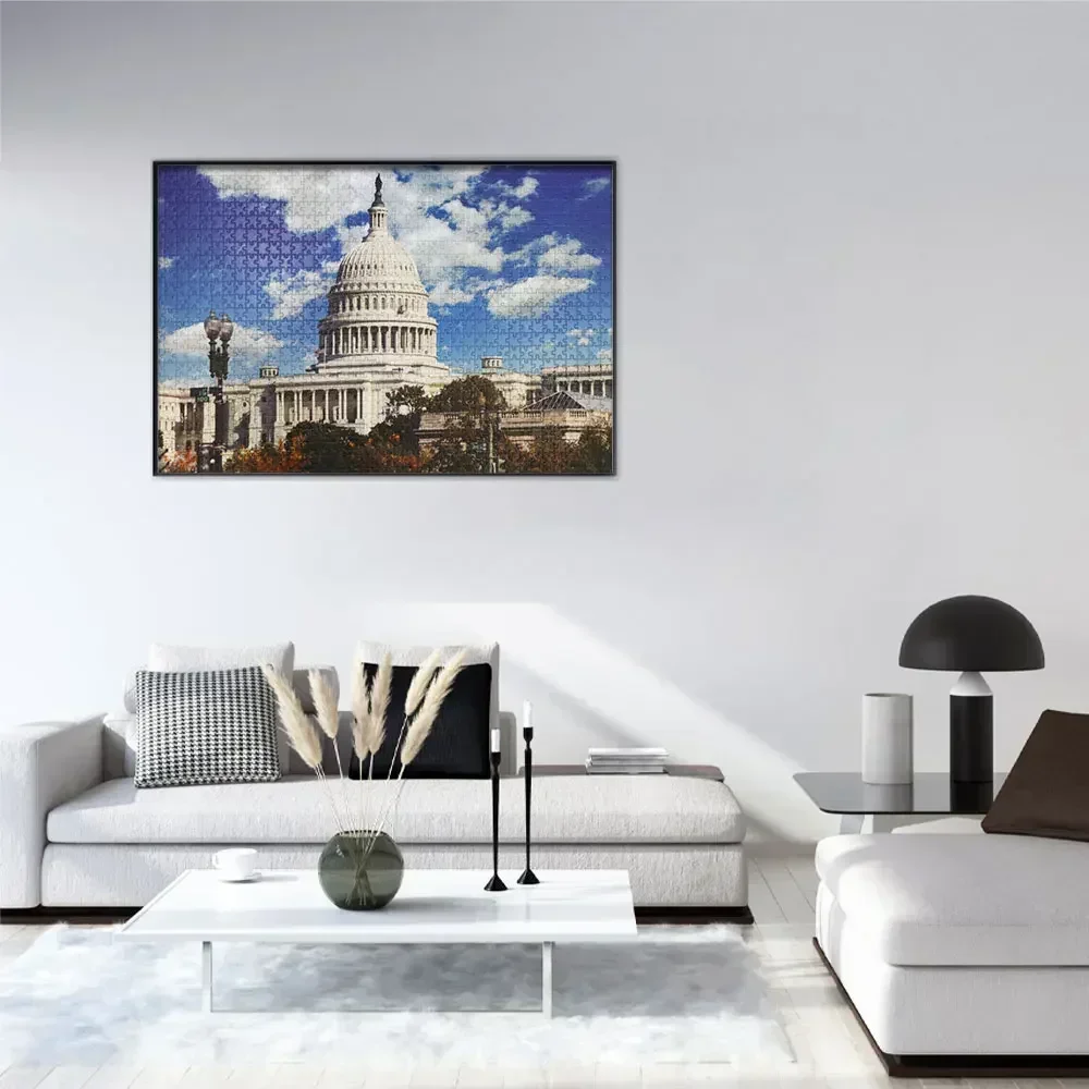 MaxRenard High Quality 1000pcs Construction Jigsaw Puzzle for Adult U.S. Capitol with Glue Sheets Home Decoration Family Game