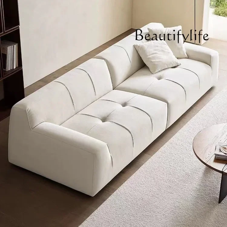 Modern simple cream style fabric sofa small apartment living room light luxury straight row matte cloth fashion