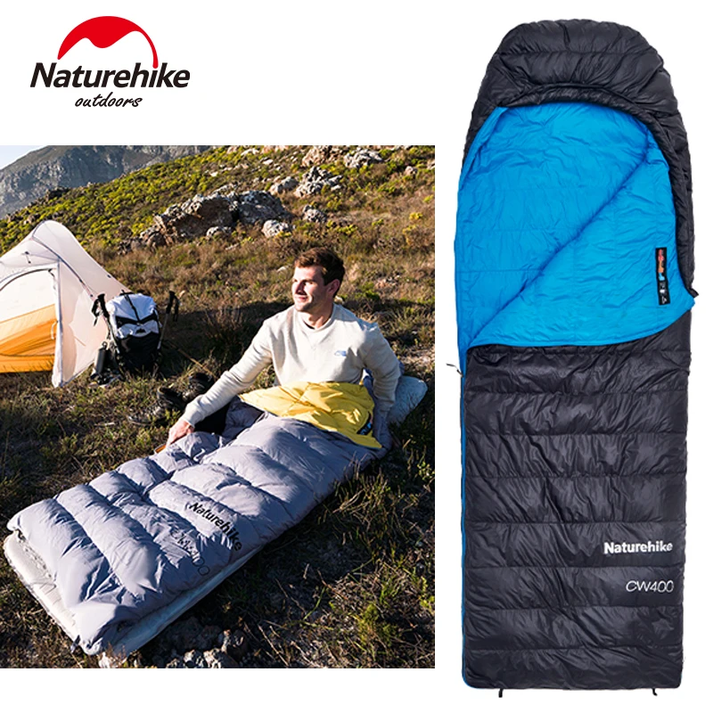 

Naturehike CW400 спальный мешок зима 650FP утиный пух с капюшоном походный спальный мешок 20D нейлон водонепроницаемый сверхлегкий конверт теплый