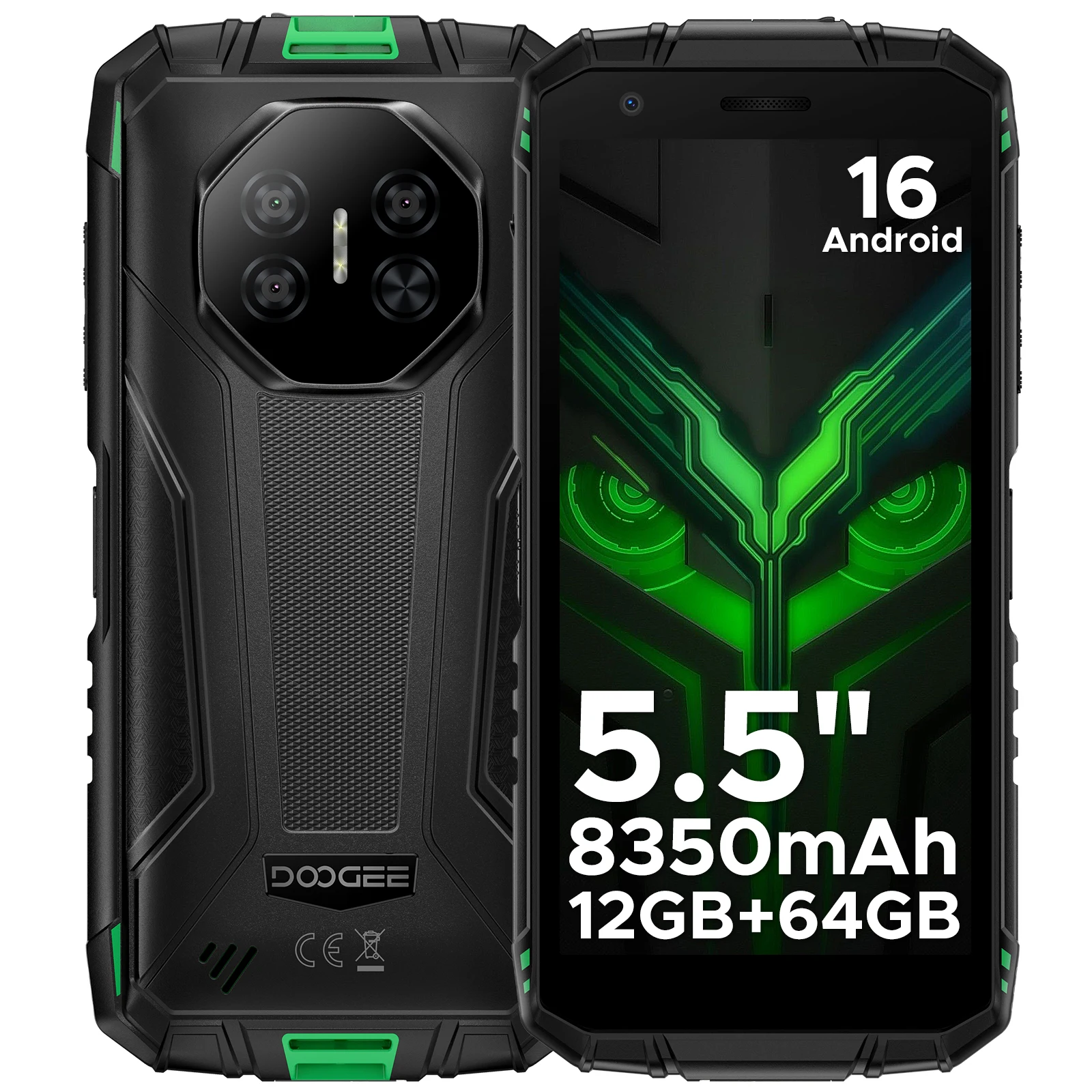 DOOGEE Fire 3 robuuste telefoon 8350mAh batterij 5,5'' display 12GB RAM (3GB+9GB) 64GB ROM Android 15 smartphone ondersteunt Widevine L1