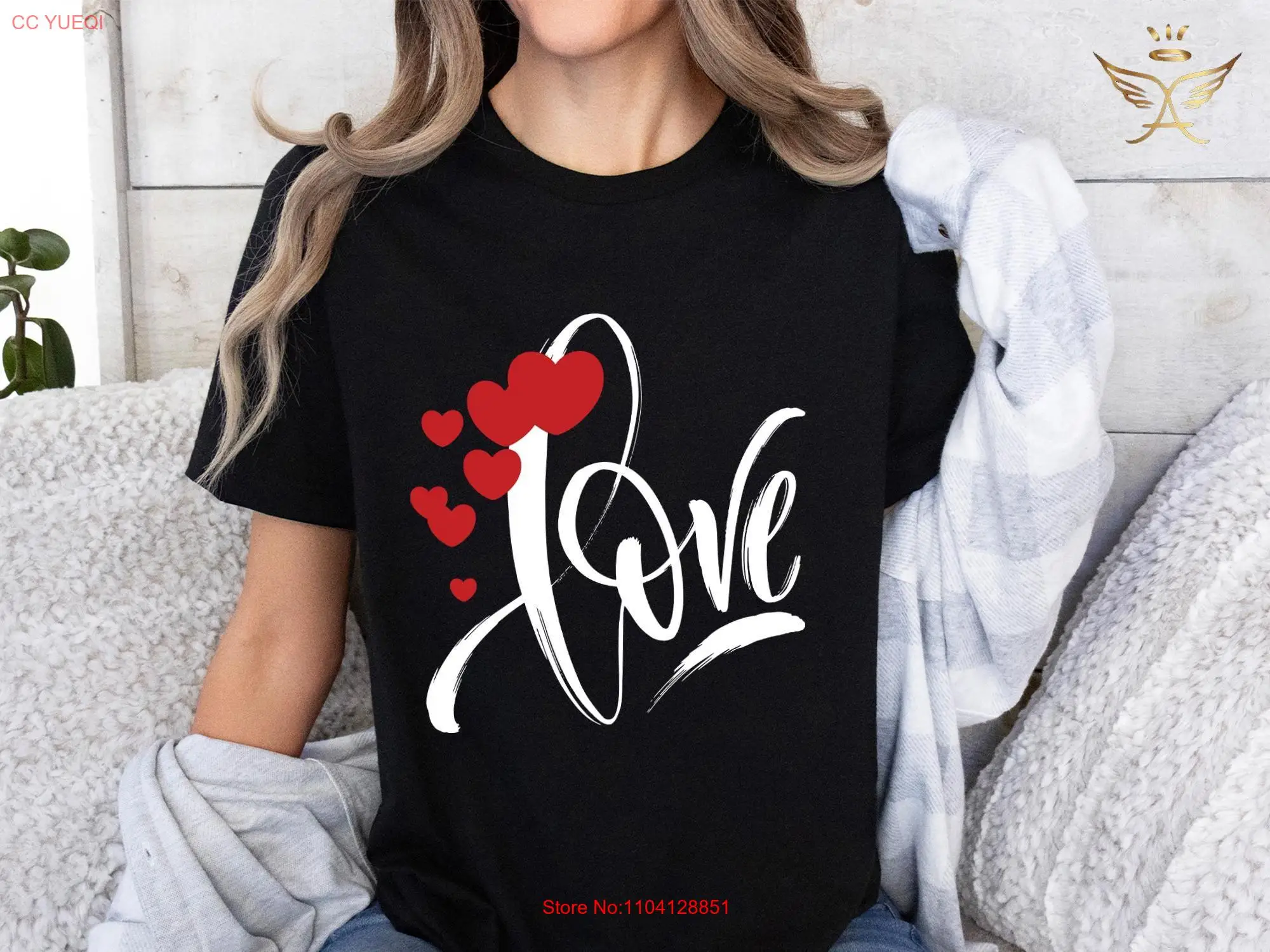 

Love T shirt HearT Valentines Day SweaT Women's Couple For Her long or short sleeves