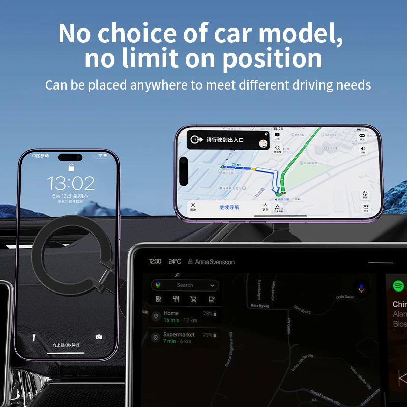 Upgraded Car Phone Holder Magnetic Suction Electric Vacuum Suction, Reusable, Freely Adjustable Angle,Foldable