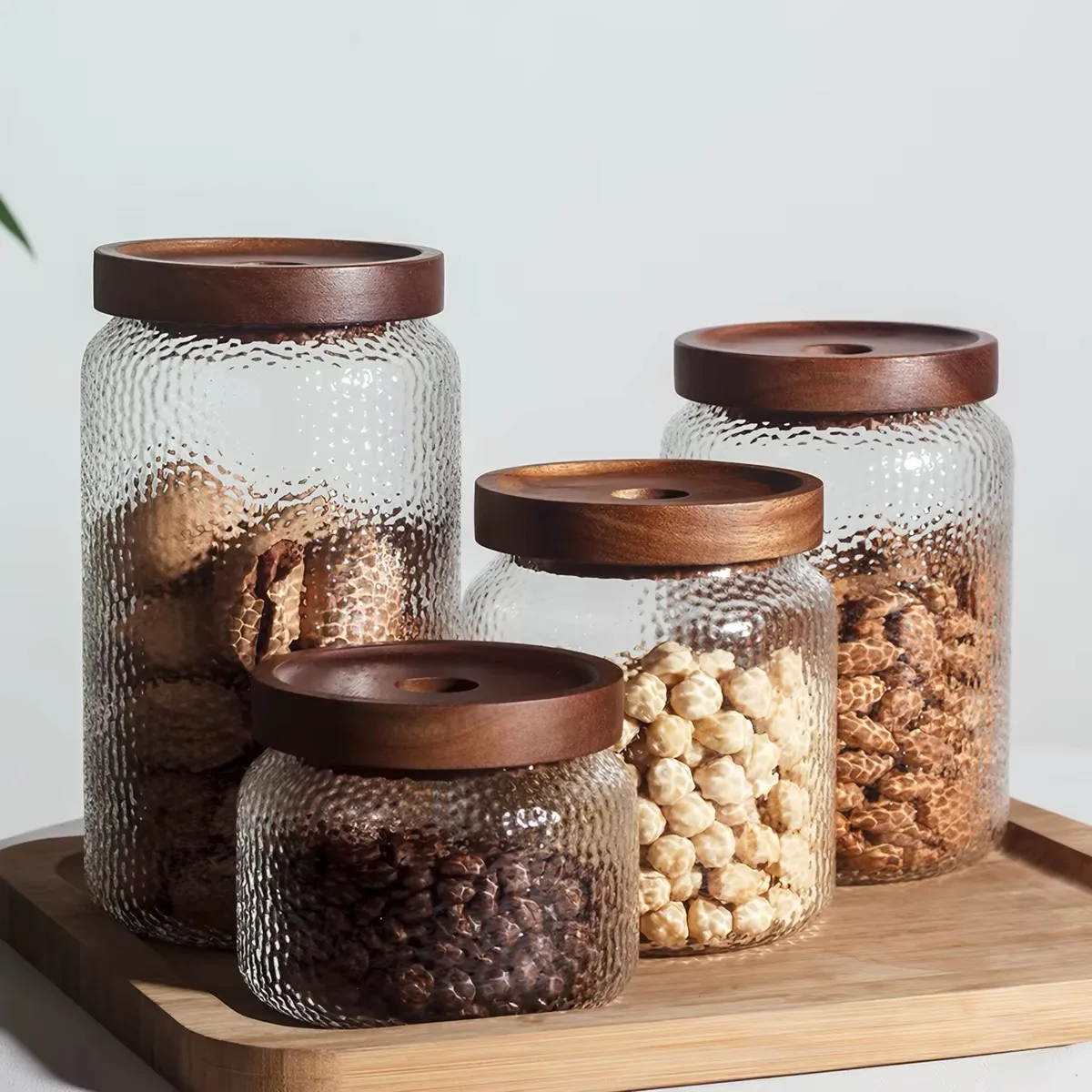 Japanese-style floral tea white sugar hammered jar glass sealed jar food-grade storage jar tea coffee moisture-proof storage bottle 3pcs