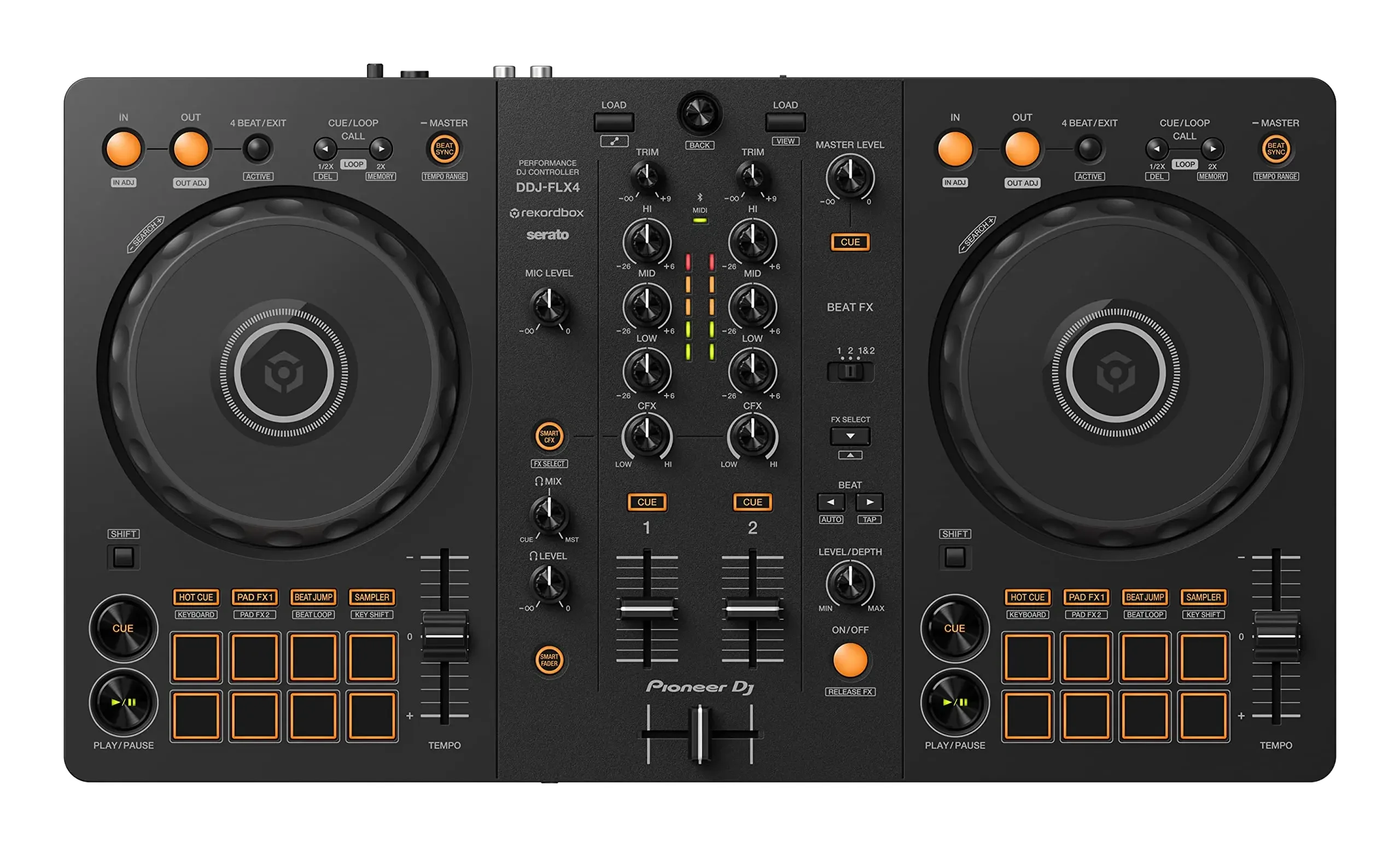 أفضل المبيعات Pioneer DJ DDJ-FLX4 2-Deck rekordbox وSerato DJ Controller - Graphite