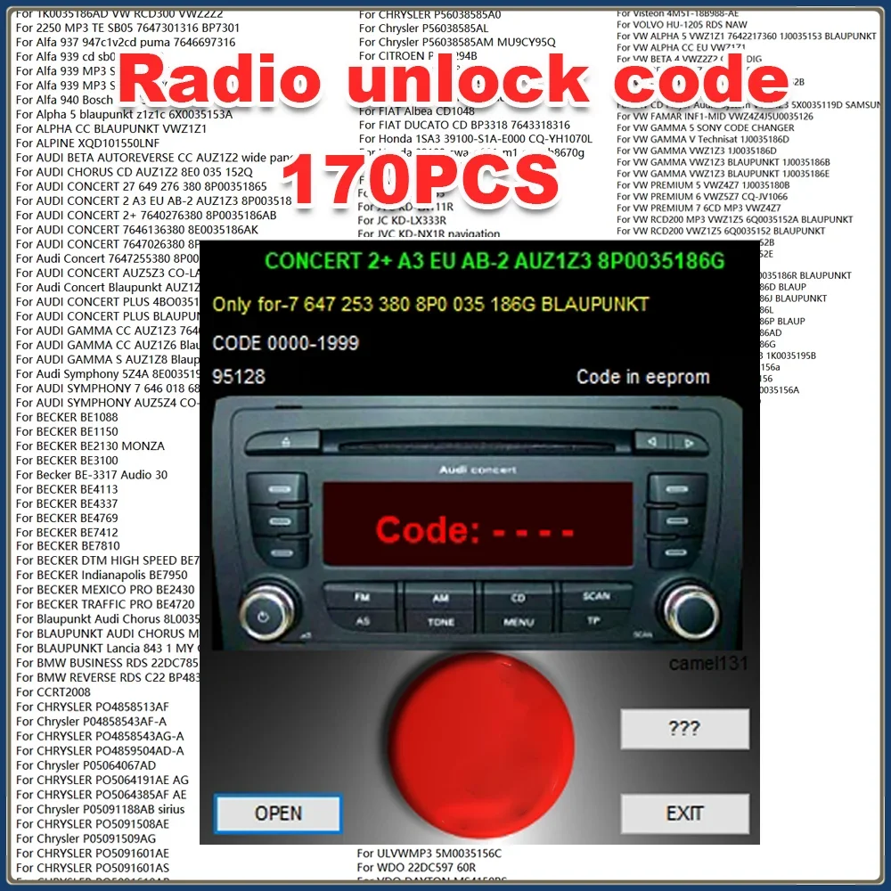 Car Radio Calculators Radio Unlock Code Decode For Skoda For Audi For Benz For Ford Password Audio Decode 170PCS Calculators