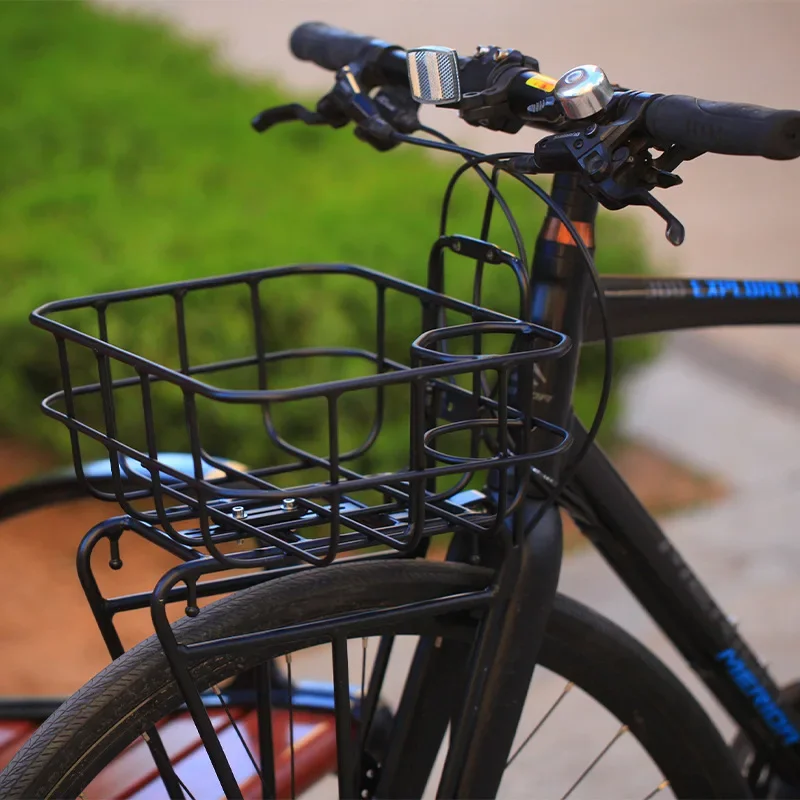 

New Bicycle Basket Aluminum Alloy with Water Cup Holder 25x35x13cm Suitable for Road Bikes and Mountain Bikes Universal Basket