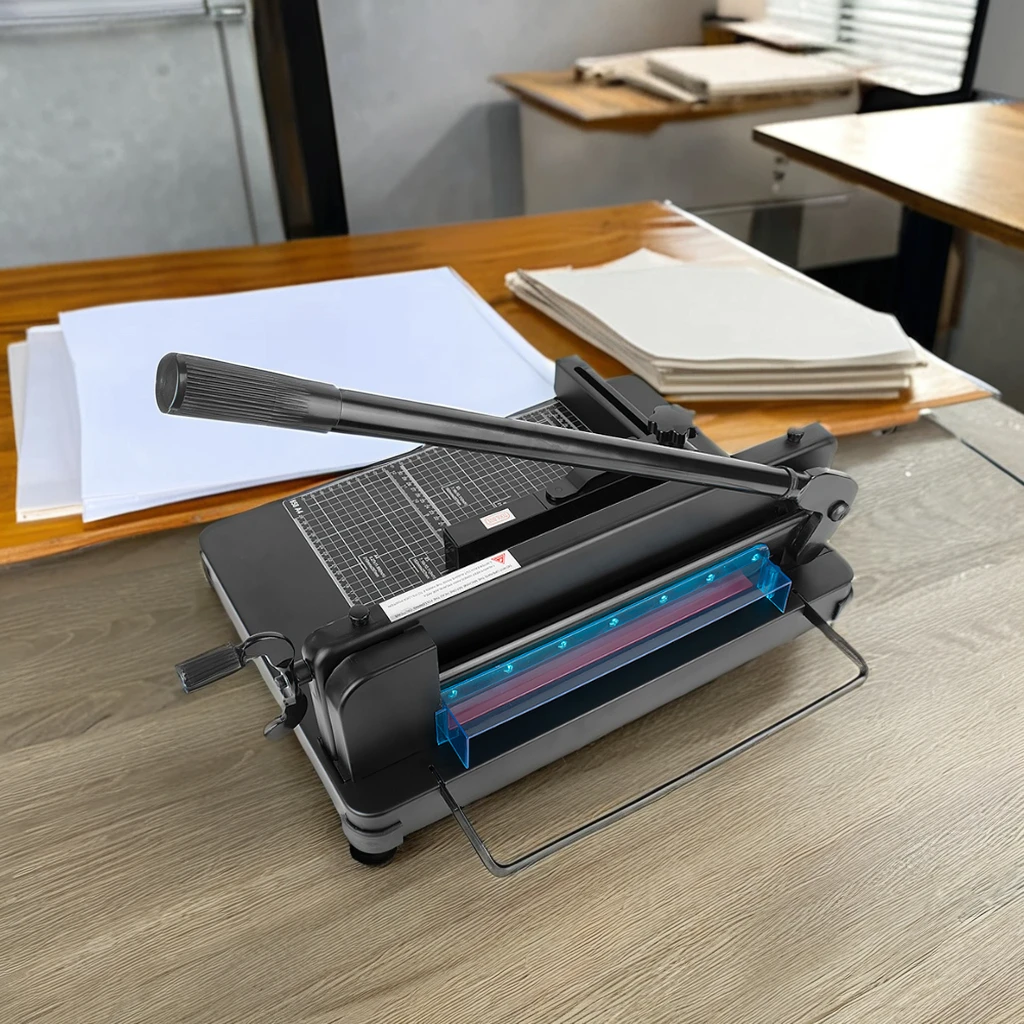 Heavy-Duty 12 Inch Guillotine Paper Cutter Manual Black A4 Office Trimmer 400 Cutting Sheets 858