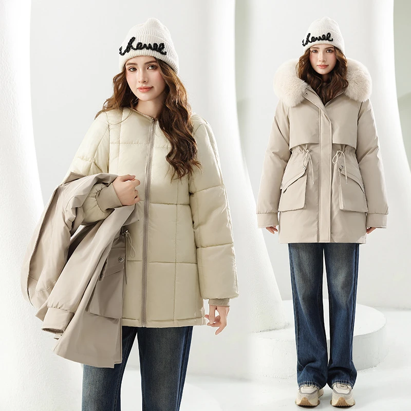 

Съемная внутренняя подкладка, толстые хлопковые стеганые куртки в стиле пэчворк, с тонкой талией, новые женские зимние пальто средней длины, тренд