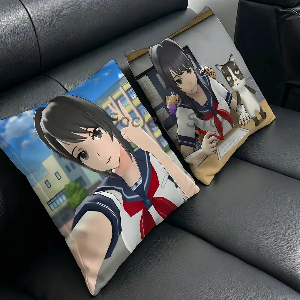 Yandere S-Simulator Ayano Pillow Case For Sofa Decor Car Office Room Printing Cushion Cover Decorations and Protector
