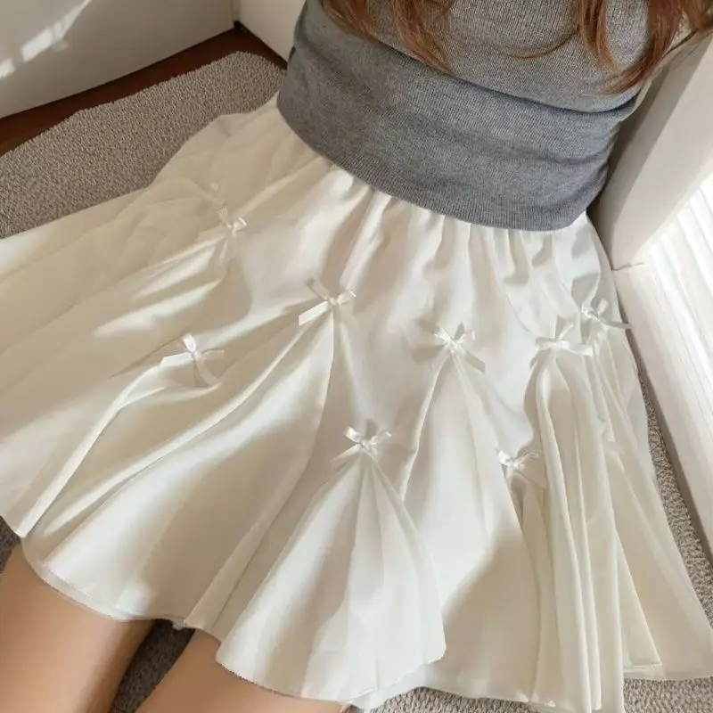 

Korean Chic Y2K Sweet Girl's White Princess Mini Skirt Ballet-style Tiered Skirt Elastic High Waist Cake Skirt Shorts All-match